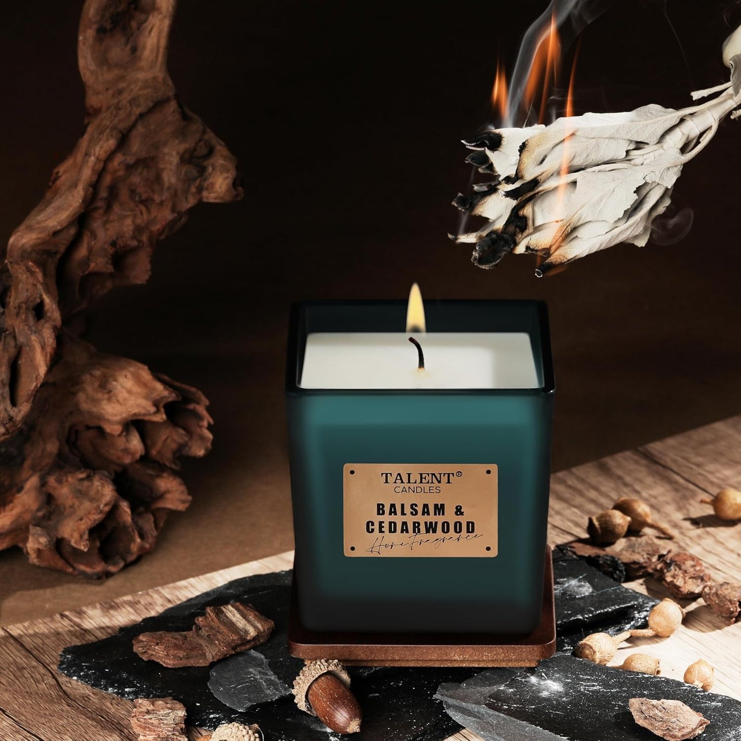 Scented soy candles balsam cedarwood